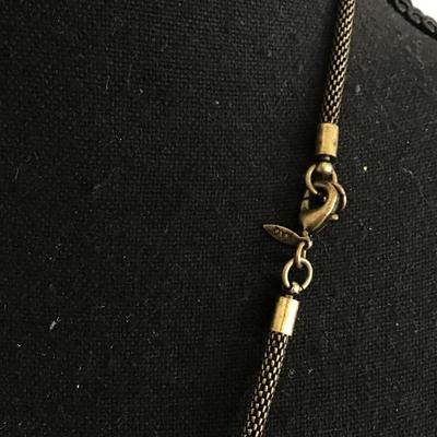 S A Q bronze, toned, rhinestone, pendant, fashion, necklace