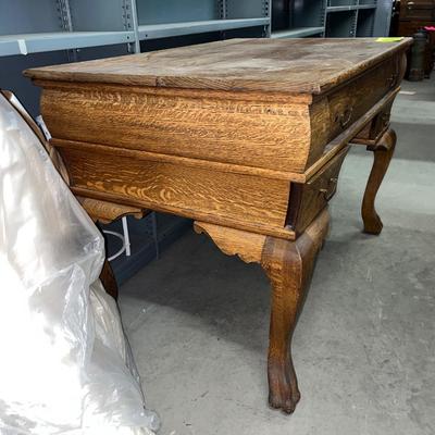 X106-Quartered Sawed Desk with Claw Feet