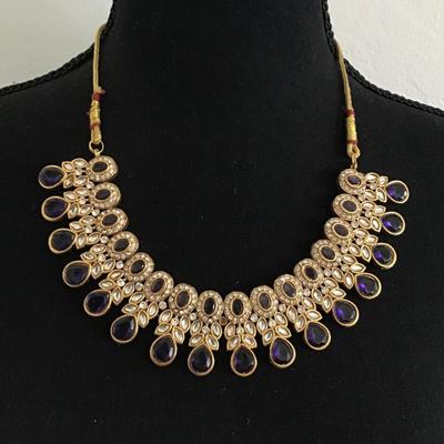 Beautiful, gold tone, rhinestone bib, statement, necklace