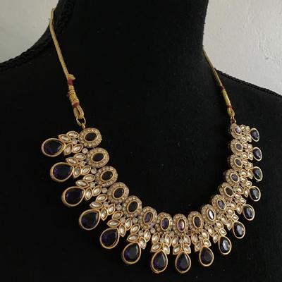 Beautiful, gold tone, rhinestone bib, statement, necklace