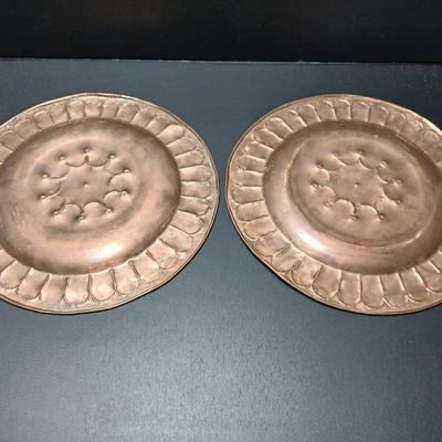 Two vintage copper plates 12" (1 of 3)
