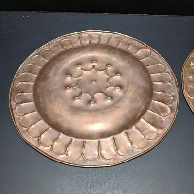 Two vintage copper plates 12" (1 of 3)