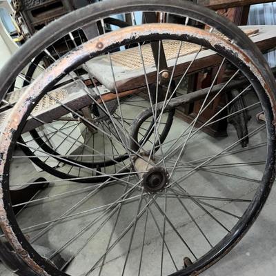 X104-Antique Wood and rattan wheelchair