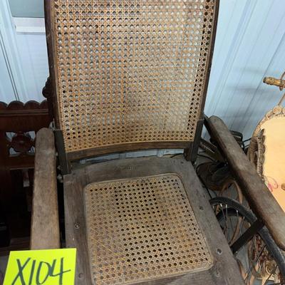 X104-Antique Wood and rattan wheelchair
