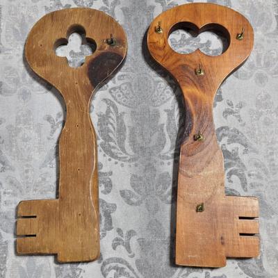 (2) Vintage Wood Key Holders