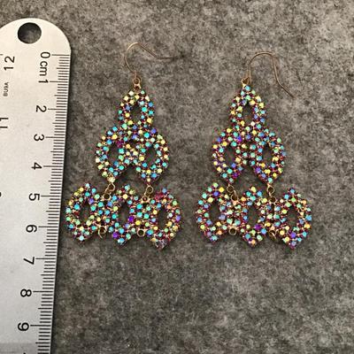 Cute Gold toned Red iridescent dangle earrings