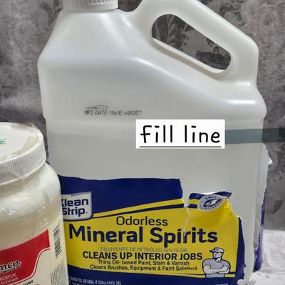 Mineral Spirits, Paint Brushes and Holder, and Gesso