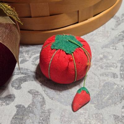 Sewing Basket and 3 Pin Cushions