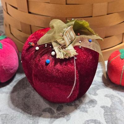 Sewing Basket and 3 Pin Cushions