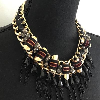 Large chunky gold, toned statement, necklace