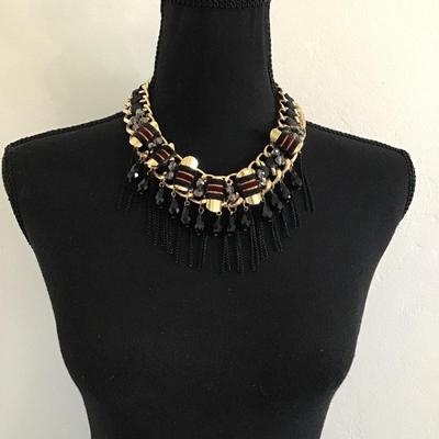 Large chunky gold, toned statement, necklace