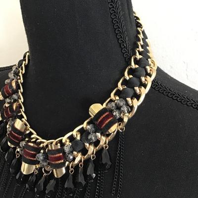 Large chunky gold, toned statement, necklace