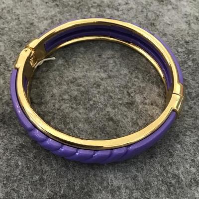 Cute purple & gold tone hinged bracelet