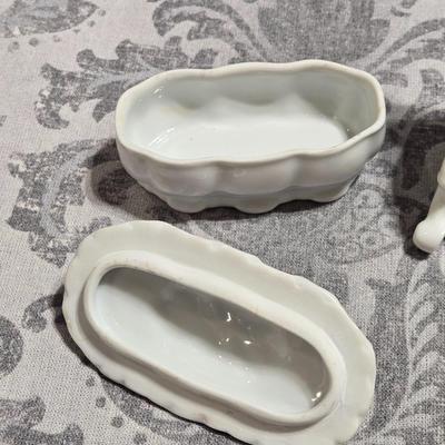 Porcelain Trinket Box and Holder
