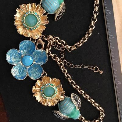 Bees and Flowers Statement Necklace