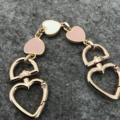 Cute enameled heart, gold tone, keychain