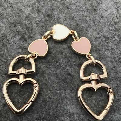 Cute enameled heart, gold tone, keychain