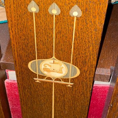 Stickley Oak Bookcase Harvey Ellis Inlay design on each end