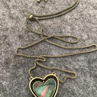 Lucky brand bronze, toned heart two toned slider necklace