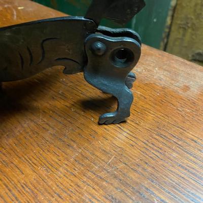 OLD FIGURAL DACHSHUND DOG CIGAR CUTTER MATCH HOLDER