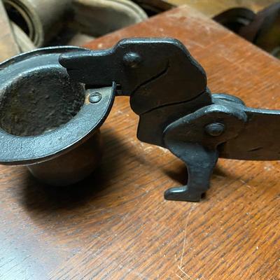 OLD FIGURAL DACHSHUND DOG CIGAR CUTTER MATCH HOLDER