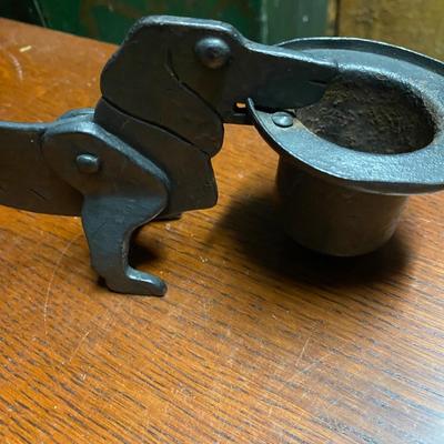 OLD FIGURAL DACHSHUND DOG CIGAR CUTTER MATCH HOLDER