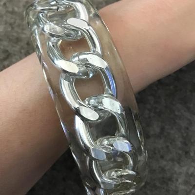Vintage, big, chunky, thick clear bangle bracelet