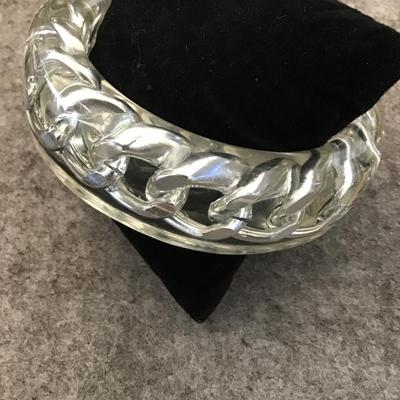 Vintage, big, chunky, thick clear bangle bracelet