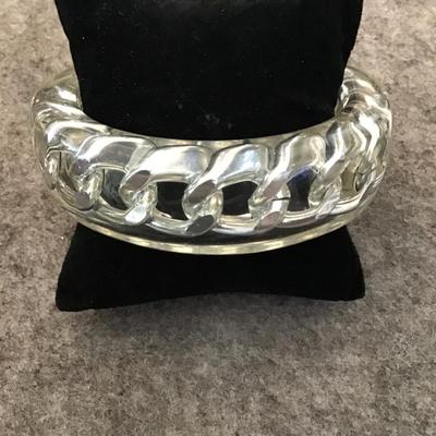 Vintage, big, chunky, thick clear bangle bracelet
