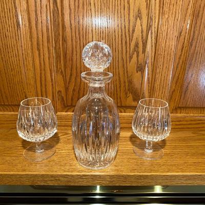 EXQUISITE LEAD CRYSTAL WATERFORD DECANTER AND COCKTAIL GLASSES