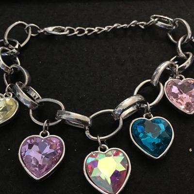 Glass Heart Charm Bracelet