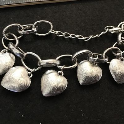 Glass Heart Charm Bracelet