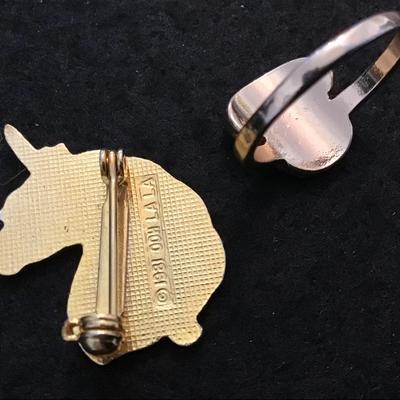 1981 Unicorn Pin and Costume Ring