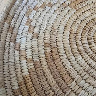 Handwoven basket and vintage needlepoint pin cushion
