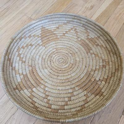 Handwoven basket and vintage needlepoint pin cushion