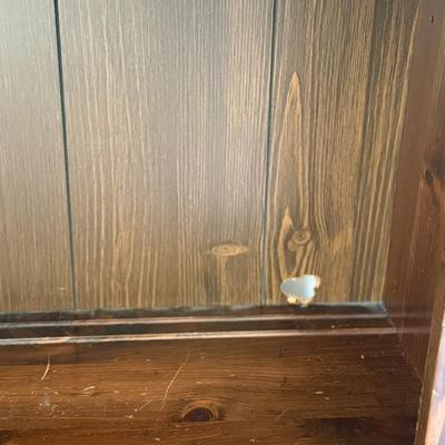 Wood bookshelf with arch detail