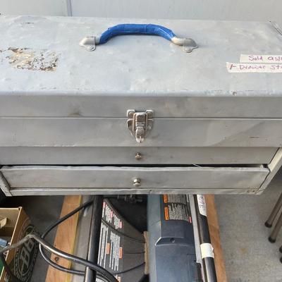 Gray metal tool box