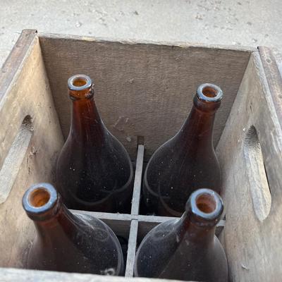 Vintage bottles in crate