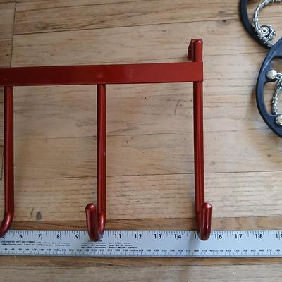 Bamboo boot rack -ICEtrekkers Diamond Grip Traction Cleats - and a heavy-duty metal over the door coat rack