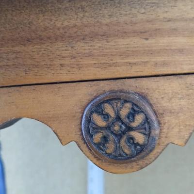 Antique half-round console table with nautical lamp