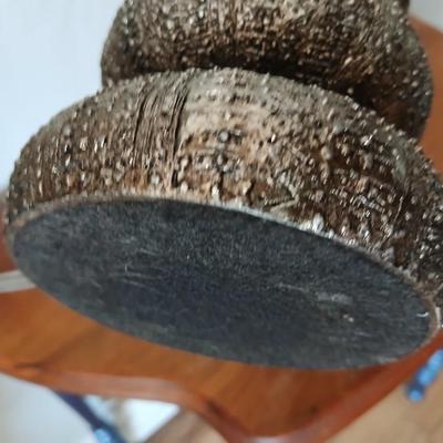 Antique half-round console table with nautical lamp