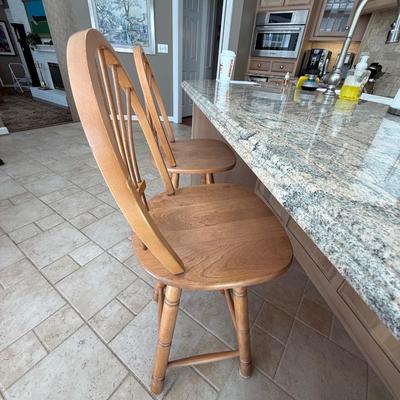 Two counter height stools custom made in Canada (match kitchen table and chairs)