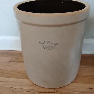 Robinson Ransbottom 5 Gallon Stoneware crock - near mint! Blue Crown 5USA