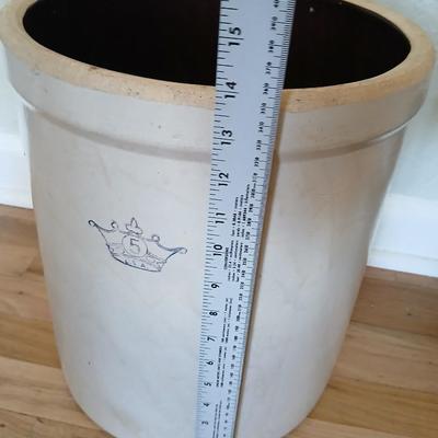 Robinson Ransbottom 5 Gallon Stoneware crock - near mint! Blue Crown 5USA