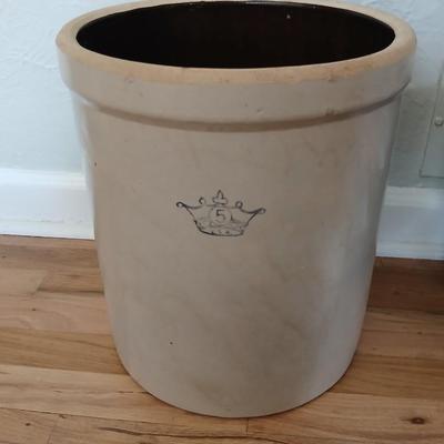 Robinson Ransbottom 5 Gallon Stoneware crock - near mint! Blue Crown 5USA