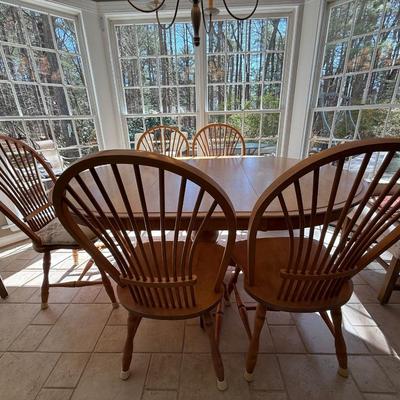 Solid custom kitchen table and five chairs