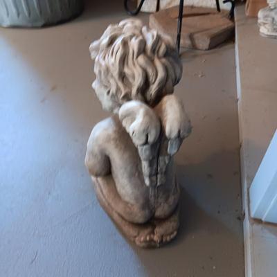 CONCRETE CHERUB WITH A BIRD YARD ART