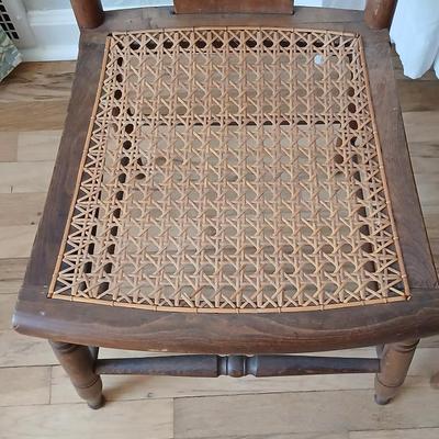 Antique side chairs - cane seats - 1 fiddle back spindle legs - one spindle back with ornate carving