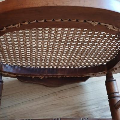 Antique side chairs - cane seats - 1 fiddle back spindle legs - one spindle back with ornate carving
