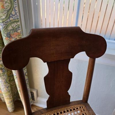 Antique side chairs - cane seats - 1 fiddle back spindle legs - one spindle back with ornate carving